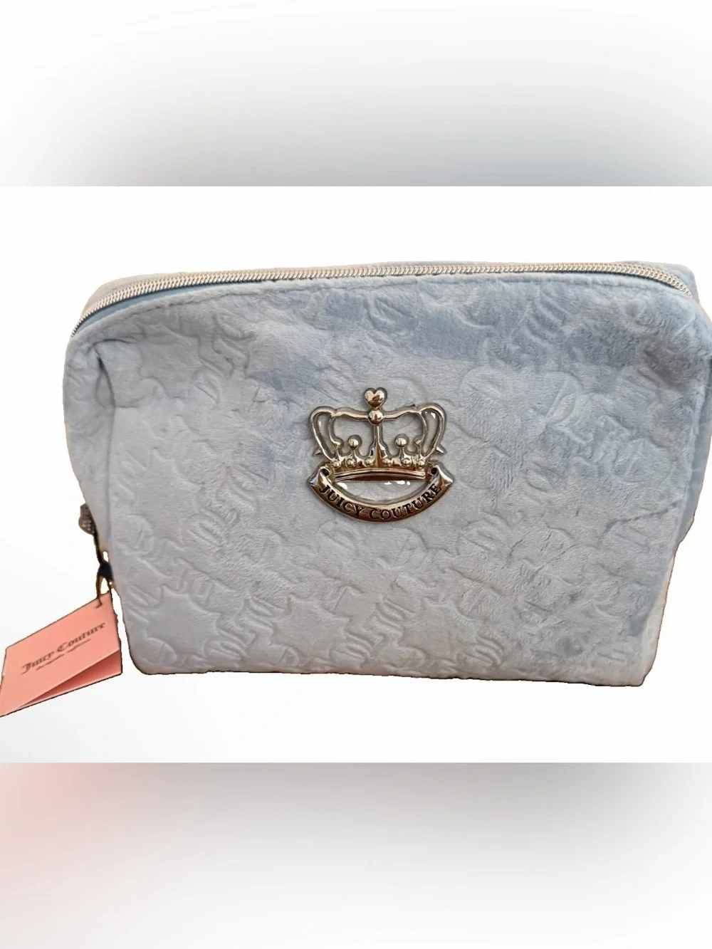 Juicy Couture Light Blue Crown Emblem Cosmetic Pouch